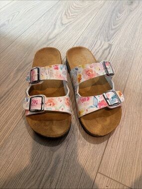 Floral women’s Double-Buckle Slide Sandals